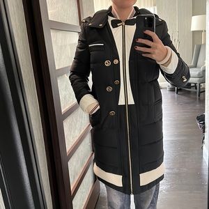 Thom Browne Black Tie Down filled overcoat size IT38